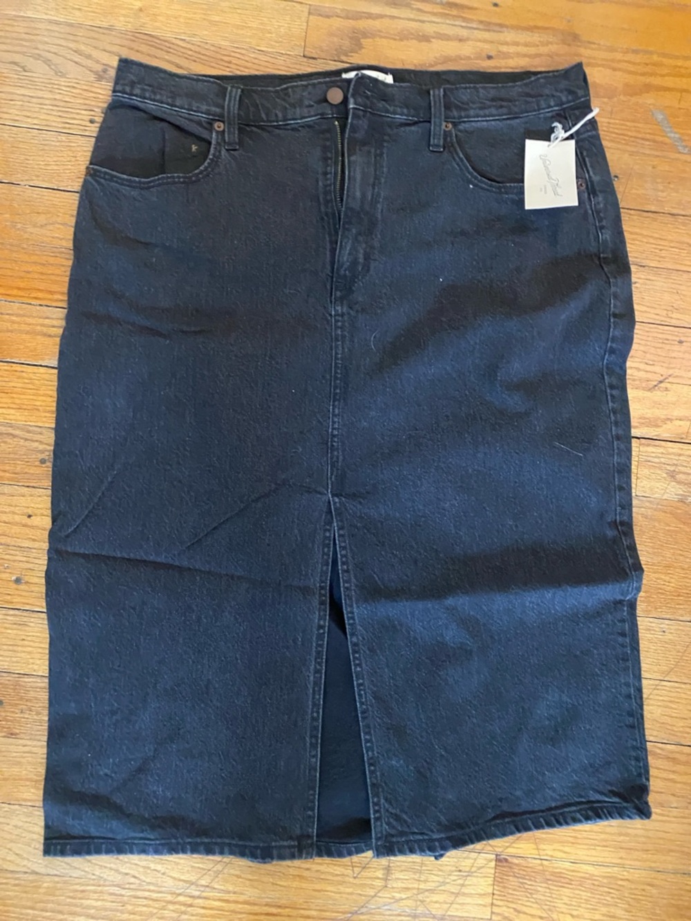Universal Thread Black Denim Skirt with Front Slit